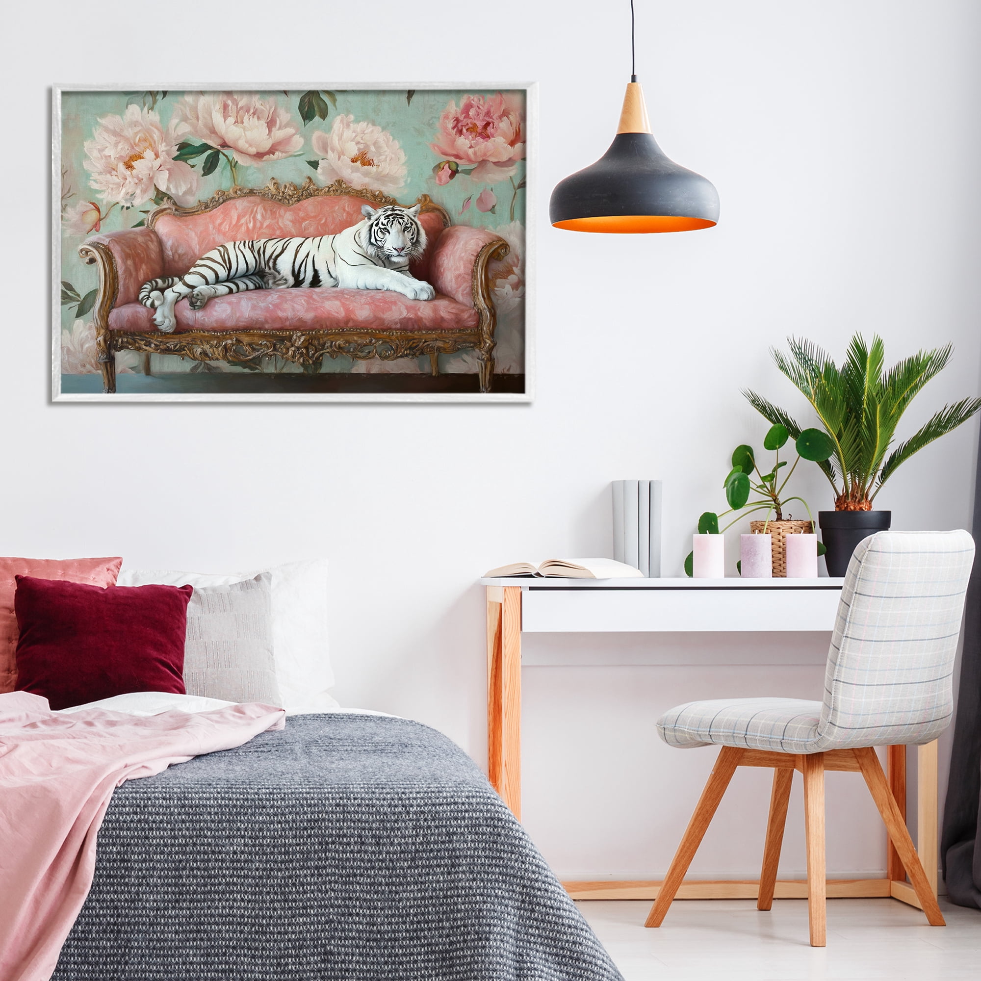 Stupell Industries Where The Tiger Dreams White Framed Giclee Art, design by Tina LeCour