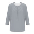 thumbnail image 4 of Staron Spring Summer Women's Casual T-Shirt V Neck 3/4 Sleeve Loose Comfy Basic Top, Gray XL, 4 of 6
