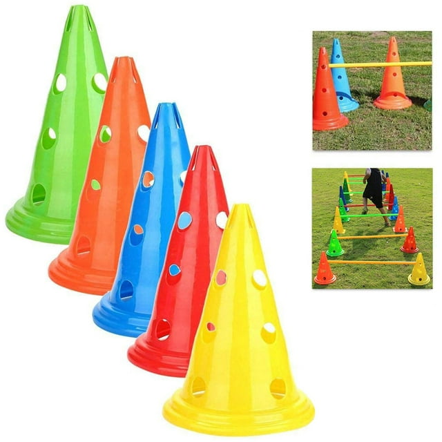 5 Pcs Cônes d'Entraînement de Football Barrière d'Obstacle Conique avec Trous