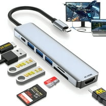 USB C Hub 7 in 1 Multiport Adapter with 4K HDMI Dongle, 100W PD, SD/TF Card Reader, 3 USB-A, USBC Docking Station for MacBook Mac Pro/Air, Dell, HP, ASUS, Acer and Other Type C Laptops ﻿