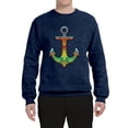 thumbnail image 2 of Trippy Mandala Nautical Colorful Mosaic Anchor | Mens Fashion Crewneck Graphic Sweatshirt, Vintage Heather Navy, Large, 2 of 4