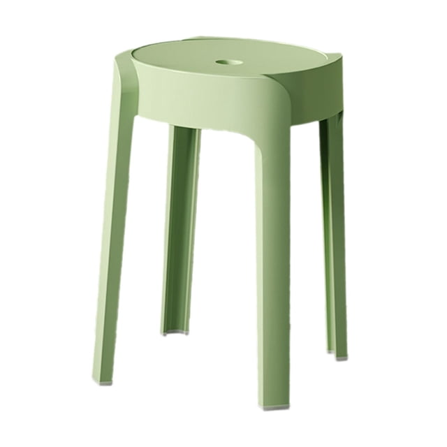 Taburete redondo para mesa de comedor, taburete para cambiar zapatos, taburete cómodo para vestirse, taburete apilable para comedor de estilo rústico Verde