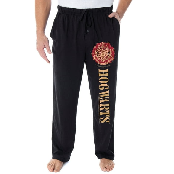 Harry Potter Mens' Christmas at Hogwarts Wreath Crest Pajama Lounge Pants