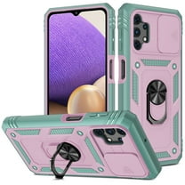 Dteck Samsung Galaxy A32 5G Case, Slide Camera Lens Protector Cover Magnetic Ring Holder Kickstand Rugged Shockproof Case for Samsung Galaxy A32 5G, Pink/Green