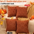 thumbnail image 2 of Pumpkin Fall Decorative Throw Pillow Covers 18"x18", Set of 2 Rust Red Soft Faux Fur Pillow Covers for Autumn Harvest, Fluffy Plush Accent Pillow Cases for Farmhouse Couch Cushion Covers, 2 of 16