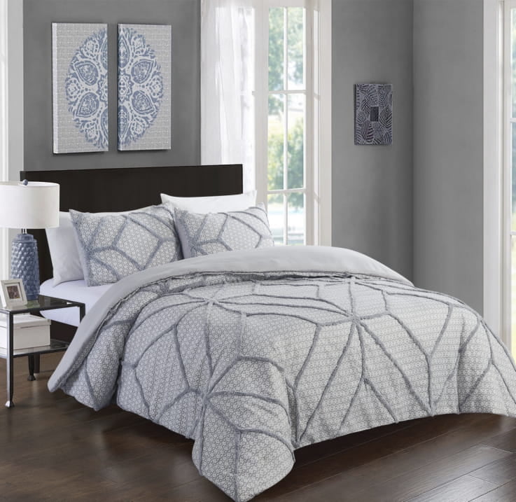 3 Piece Comforter Set King Full Queen Bedding Modern Diamond Print
