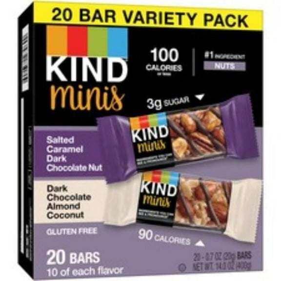 Minis Multi PBDC Dark Chocolate Almond & Coconut Nut Bars - Pack of 20