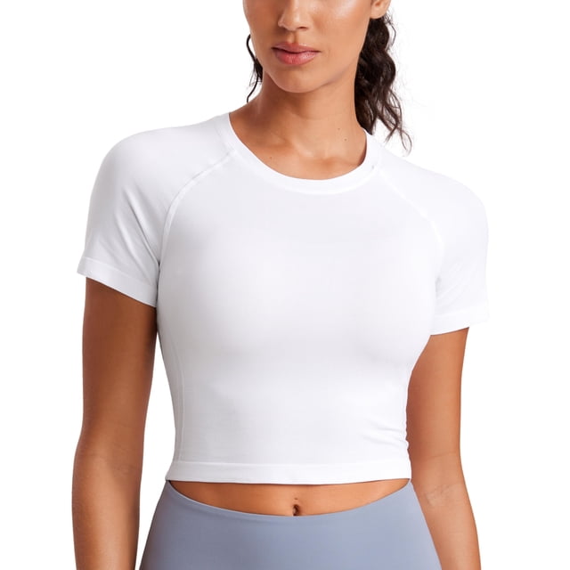 Remera CRZ YOGA sin costuras corta de manga corta blanca talle M