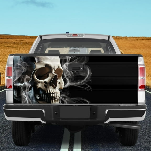 Lotusprinthandmade Horror Skull Tailgate Wrap 2 Sizes (24"x58"), skull truck decal, skeleton tailgate wrap