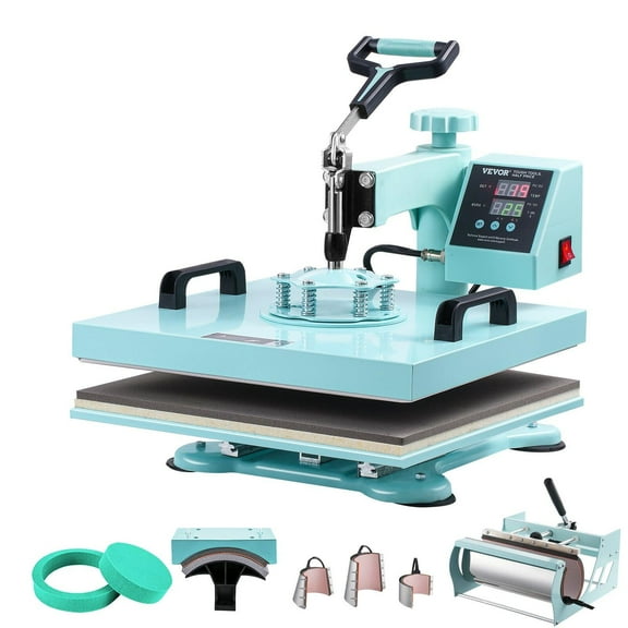 Industrial Heat Press Equipment VEVOR Heat Press Machine 15x15 in 8 in 1 with 30oz Tumbler Press T-Shirts Green,Large Capacity Heat Press