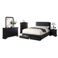 thumbnail image 7 of Stylish Modern Black Faux Leather Full Size Bed 1pc Bedframe Bedroom Furniture Storage Footboard Upholstery Headboard, 7 of 7