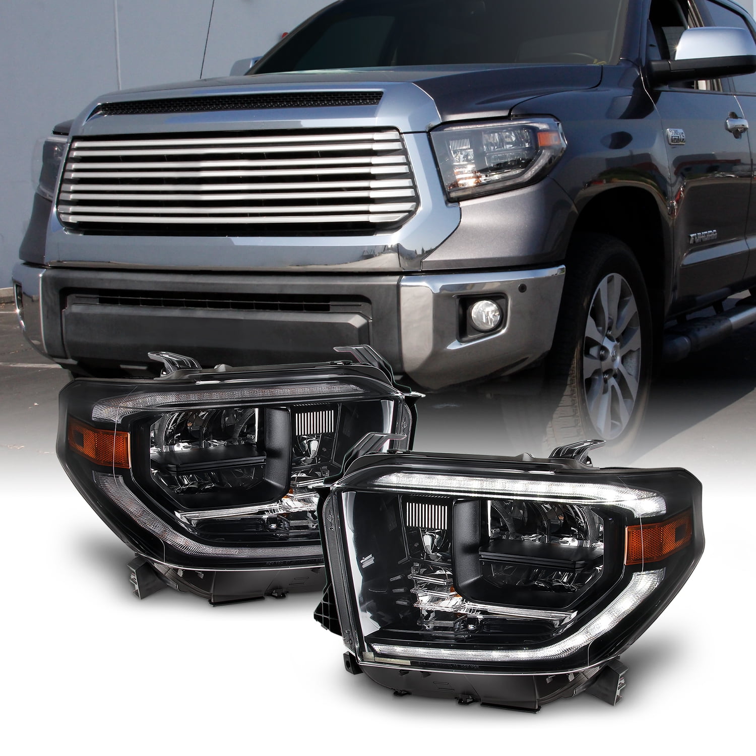 For 1421 Toyota Tundra [W/ LED DRL] 18+ Retrofit Full LED Headlight