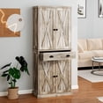 thumbnail image 2 of Dextrus 72" Kitchen Pantry Storage Cabinet, Large Drawer Farmhouse Storage Cabinet with 4 Doors, Rustic Oak, 2 of 13