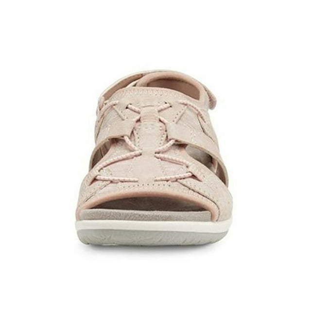 CAROOTU Women's Support & Soft Adjustable Slides Sandals Round Toe Hook-and-loop Design Summer Beach Supply