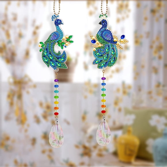 Pendentifs Attrape-Soleil en Acrylique Double Face DIY pour Mosaïque Artisanale – Ensemble de 2 Kits d'Art en Mosaïque Perlée avec Strass Étincelants – Suspension Décorative pour Fenêtre, Mur, Jardin, Format Artisanal SMDZ05