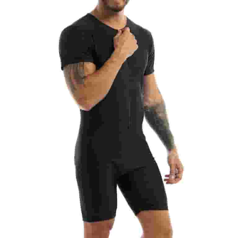 Eandarui Men's One Piece Short Unitard Jumpsuit Short Sleeve