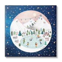 Stupell Industries Ice Skating Christmas Snow Scene Holiday Painting Gallery Wrapped Canvas Print Wall Art