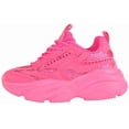 thumbnail image 2 of Berness Women Chunky Platform Sneakers Rhinestone Bling Fashion Trainers Lace Up Casual Athletic Shoes CHARLEE Hot Pink Fuchsia 6, 2 of 6