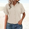 thumbnail image 2 of Weikingp Button Front Tops For Women Button Down Shirts For Women Button Down Shirts For Women Short Sleeve Linen Button Down Shirt Women Cotton Linen Tops For Women Beige L, 2 of 9