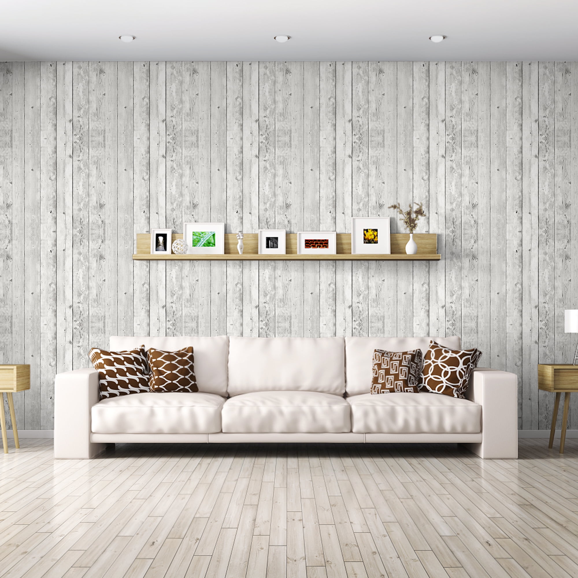 (4 pack) UMIGGEE Wood Peel and Stick Wallpaper White Vintage Self-Adhesive Removable Wood Contact Paper 17.7-in x 118-in for Home Decoration Wall Covering Old Furniture Renovation