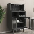 thumbnail image 5 of Gzxs Wine Cabinet with Storage, Standing Buffet Sideboard with Removable Wine Rack and Glass Holder Rack, 2 Glass Doors, Coffee Bar Station for Living Room, Gray, 5 of 7