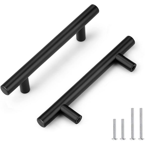 30 Pack Zoizocp Black Stainless Steel Kitchen Cabinet Door Handles T Bar Drawer Pulls Knobs Diameter 1/2 inch Hole Centers:3-3/4inch-6inch Length