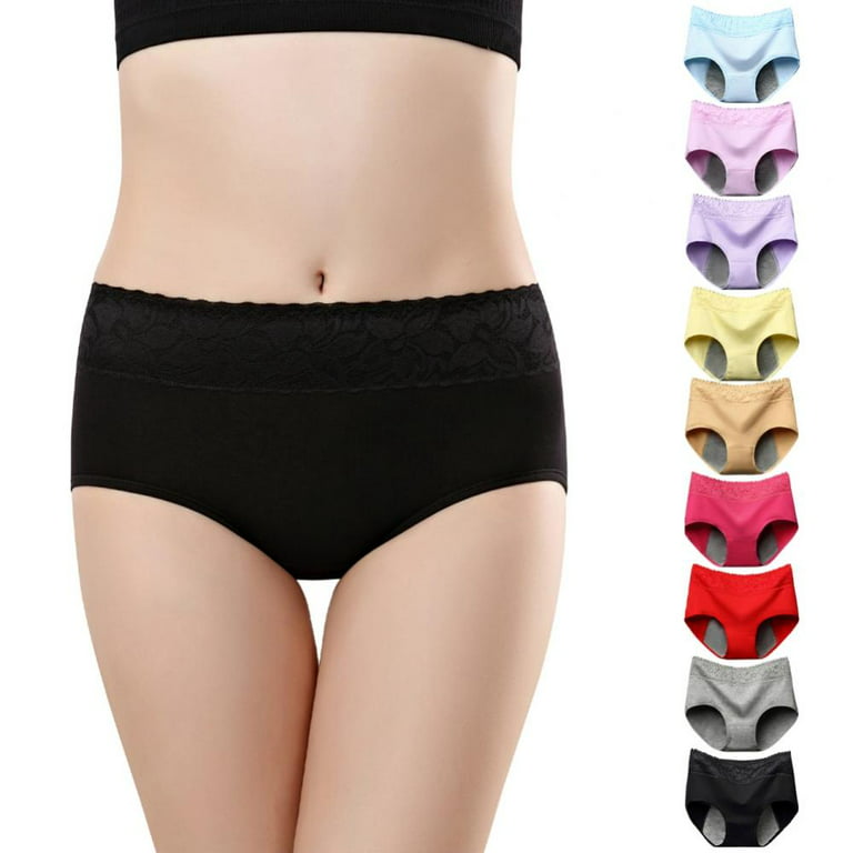 Menstrual Period Stretch Briefs M-2XL Mid-Rise Double-Layer Cotton  Breathable and Healthy Women's Seamless Physiological Leakproof  Underwear,3Pack