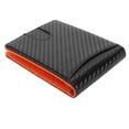 thumbnail image 4 of Cartera delgada para hombre con 10 ranuras para tarjetas de crédito Clip para billetes de cuero Bloqueo RFID Bolsillo frontal plegable Cartera pequeña y delgada para hombre negro con interior naranj, 4 of 12