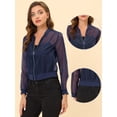 thumbnail image 2 of INSPIRE CHIC Veste Bomber à Manches Longues Transparente pour Femmes Bleu TP, 2 of 4