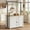 White, variant on 42" Kitchen Island with Storage, Multi-Functional Island Table with 2 Tier Shelves, Kitchen Counter with 5 Hooks for Kitchen, Dining Room, Black & Natural