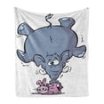 thumbnail image 1 of Animal Soft Flannel Fleece Throw Blanket, Rabbit Balancing Big Funny Mascot Animals Cartoon Creatures Circus, Cozy Plush for Indoor and Outdoor Use, 70" x 90", Grey Pink White, by Ambesonne, 1 of 6