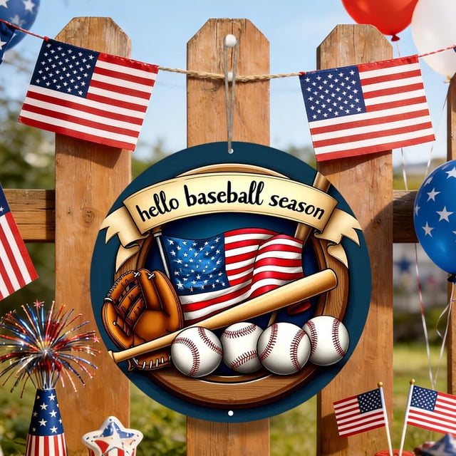 Independence Day America Wooden Hanging Decoration Patriotic Round Wall Decor For Home And Porch Festival Celebration Hanging Board Decoration