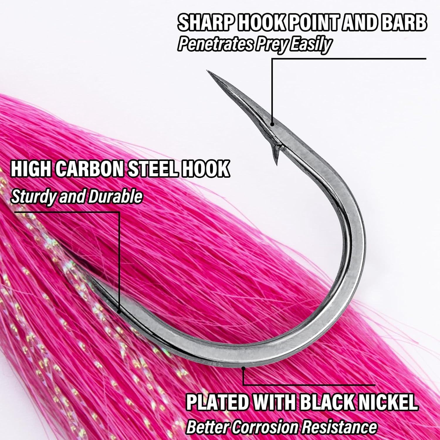 5-Pack Bucktail Jigs Hair Jigs Saltwater Freshwater Fishing Bucktail Lures Surf Fishing Jig Heads White Luminous Chartreuse Swimbait Jig for Bass Flounder Striper Bluefish Halibut Redfish