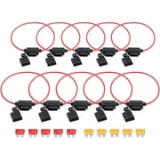 Fuse Holder AMTOVL Waterproof Standard Fuse Holders 10pc 12V 16AWG ATO Blade Inline Fuse Holder 5A/10A Fuse