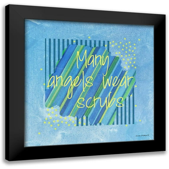 Phillips, Anita 12x12 Black Modern Framed Museum Art Print Titled - Angels Wear Scrubs