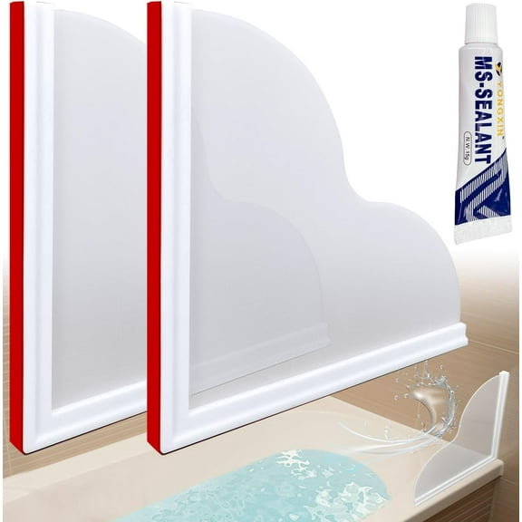 Shower Corner Water Guard, Large Size Tub Shower Water Guard, Shower Splash Guards,Bathtub Splash Guard Self-Adhesive Tub Guards to Keep Water in Tub