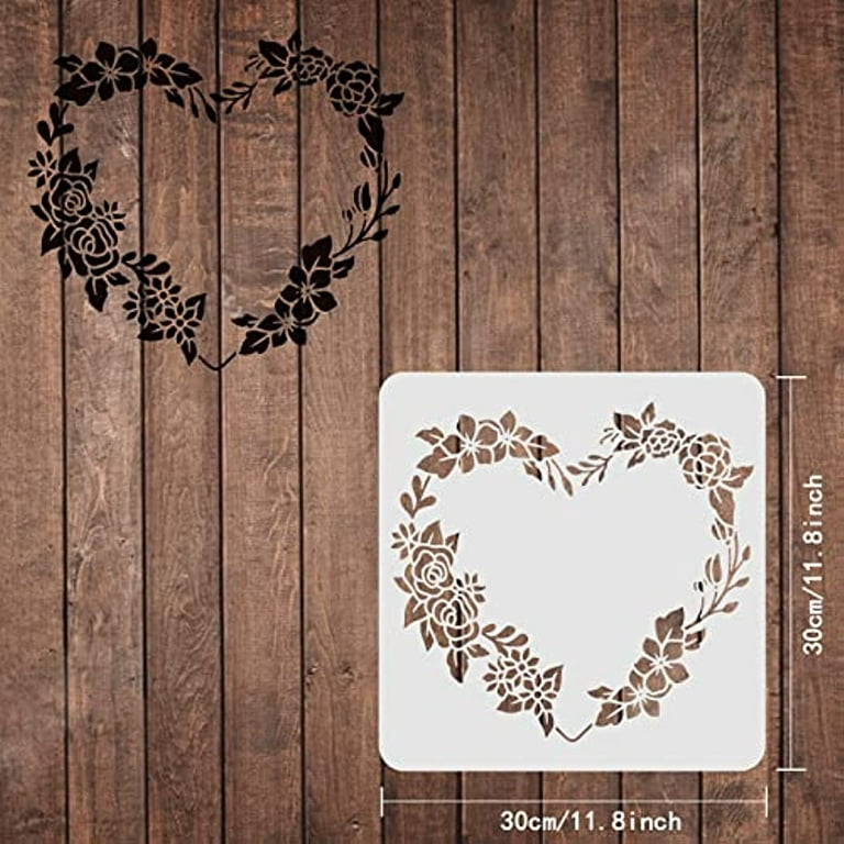  Heart Stencils, 2 Pcs Love Heart Rose Templates A4