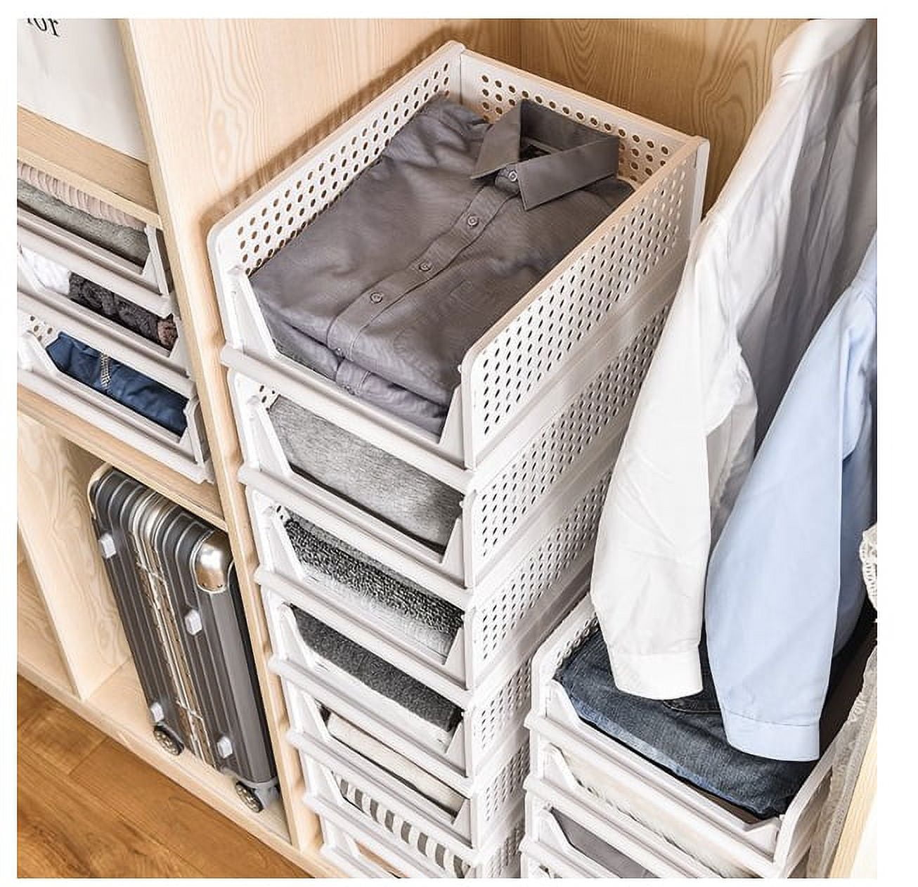 2-Pack Folding Wardrobe Storage Box Plastic Drawer Organizer