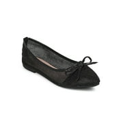 New Women Indulge Dew-1-A Mesh Capped Toe Bow Tie Ballet Flat