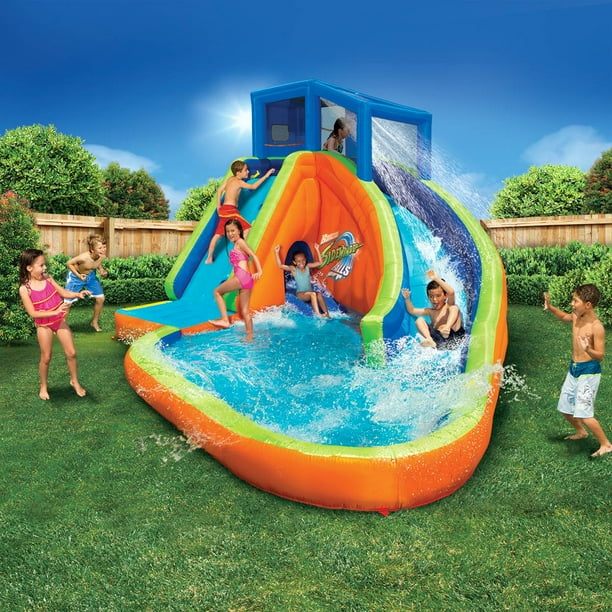 Banzai Falls Inflatable Water Park Kiddie Pool with Slides Cannons 2 Pack Walmart