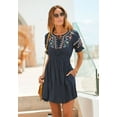 thumbnail image 5 of LASCANA Women's Embroidered Short Sleeve Dress Embroidered Detail, 5 of 5