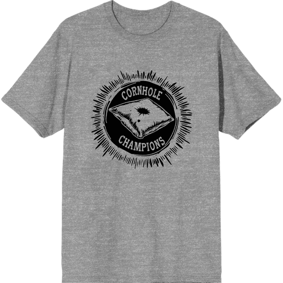 Cornhole Champions Adult Heather Gray Crew Neck Short Sleeve Tee-Medium