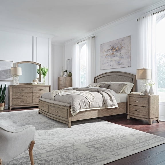 Liberty Furniture King Panel Storage Bed, Dresser & Mirror, Chest, Nightstand - Bedroom Sets