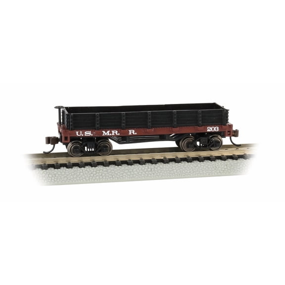Bachmann-Old-Time Wood Gondola - Ready to Run -- U.S. Military Railroad (red, bl