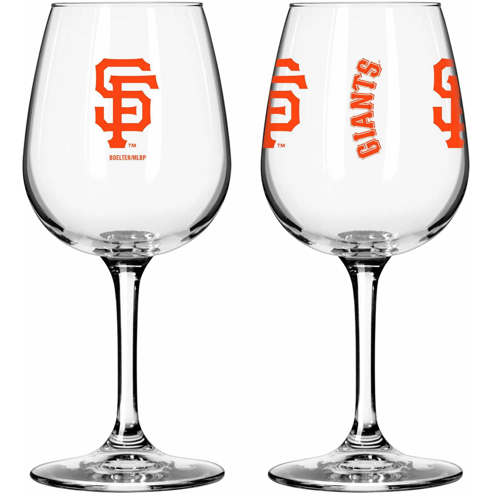 Boelter Brands MLB Set of Two 12 Ounce Wine Glass Set, San Francisco