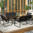 thumbnail image 2 of Outsunny 5 Piece Patio Furniture Set, Metal Outdoor Conversation Set, Black, 2 of 10