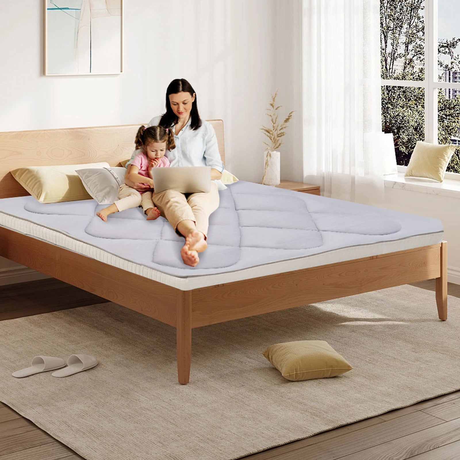 Slsy Japanese Floor Mattress Futon Mattress, 3.5" Thicken Sleeping Pad Foldable Roll Up Mattress Kids Floor Lounger Bed Couches Sofas