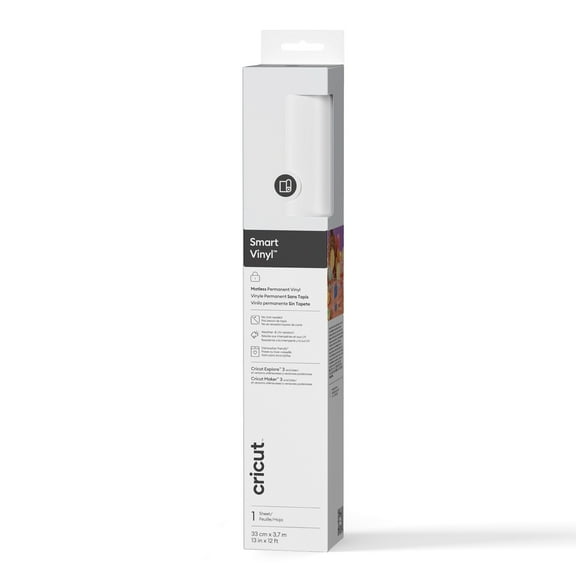Cricut Smart Vinyl Matless Permanent Vinyl (12 ft), White, 13 x12, Roll