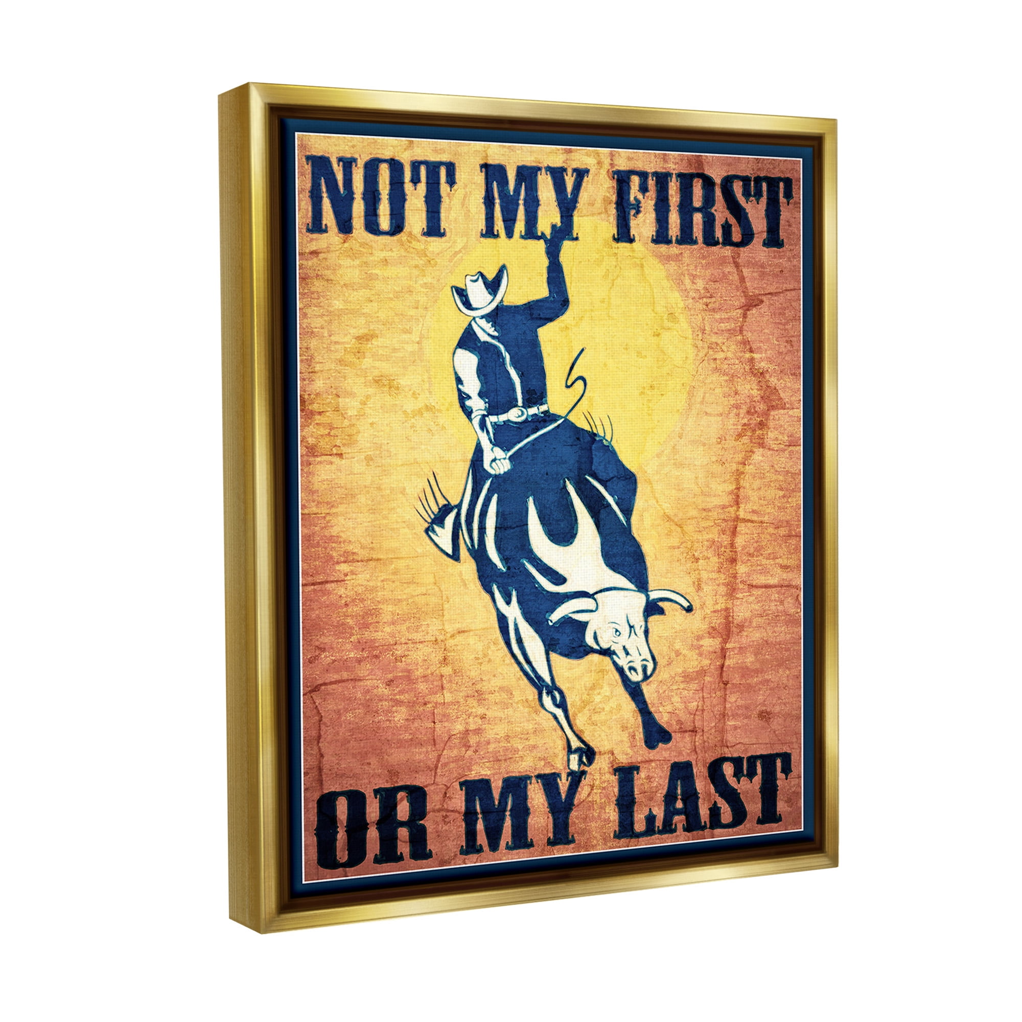 Stupell Industries Rodeo Cowboy Phrase Animals & Insects Painting Gold Floater Framed Canvas Art Print Wall Art, 25 x 31