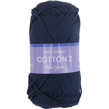 Threadart 100% Pure Cotton Crochet Yarn Size 2 | 50 gram Skeins |165 yds per Skein | Fine #2 | Navy | Color 3550